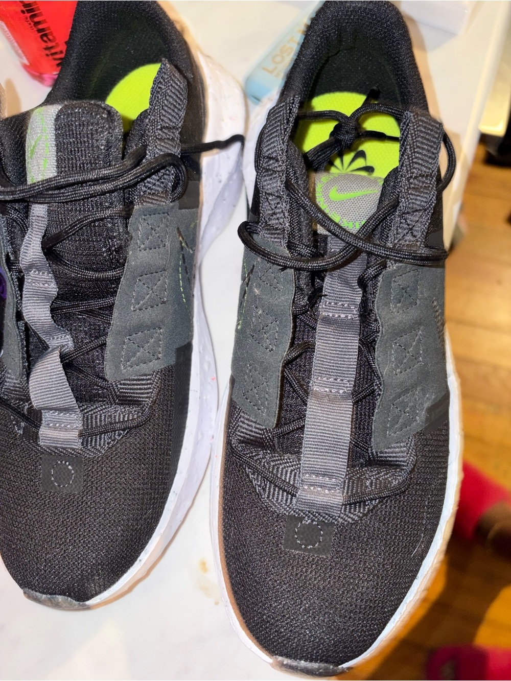 Nike Black Sneakers with Neon Green Insoles